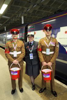Volunteers for the Royal British Legion and members of Southeastern's Armed Forces Network attended the unveiling of the new livery-12: Volunteers for the Royal British Legion and members of Southeastern's Armed Forces Network attended the unveiling of the new livery-12