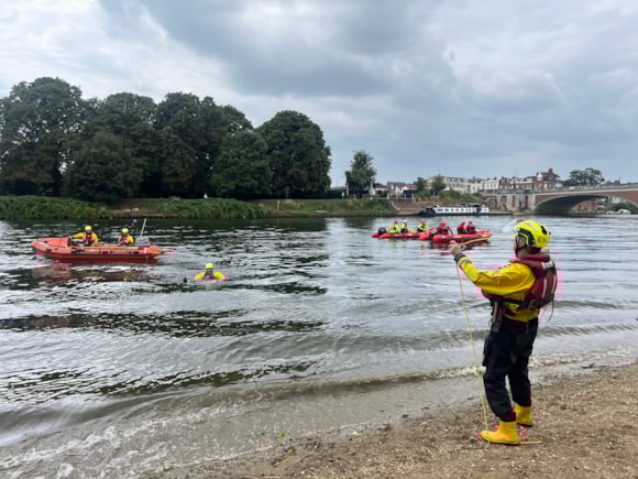 London Fire Brigade urges caution around water as drownings rise: Hampton Court Palace exercise 1