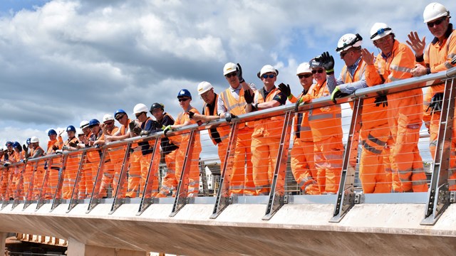£80 million Dawlish sea wall, which will help protect vital rail link to the south west, set to open to public: Workers from the sea wall project