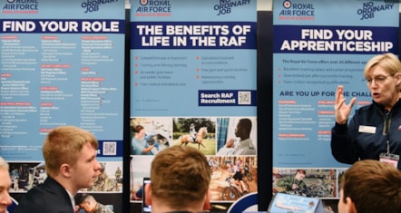 Pupils at the 2024 TeenTech Lancashire Festival learn about the protocols required to launch fast jets