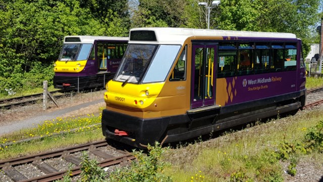 The two unique Class 139 Parry People Movers which serve the Stourbridge town branch line