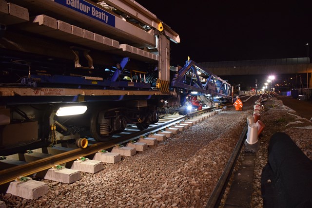 New Track Construction (NTC) Machine being used in Abbey Wood to lay up to 11 sleepers a minute and automatically fix the rail (5)