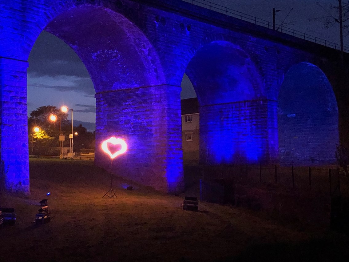 Coatdyke viaduct Lit It Blue in support of NHS: 20200507 204943502 iOS