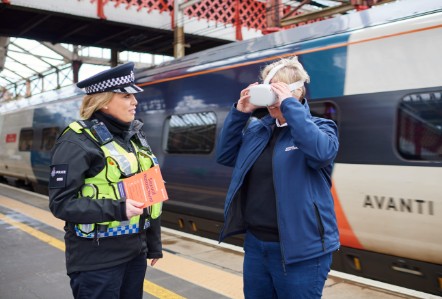 British Transport Police join Avanti West Coast to host virtual reality experience at Crewe station as part of campaign to combat sexual harassment on the railway