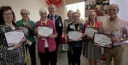 Cllr Alf Clempson with long-standing volunteers from the Lancashire Volunteer Partnership