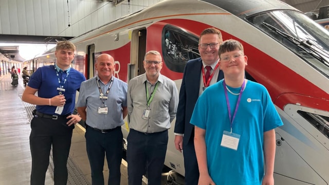 Leukaemia survivor Arli's dream birthday experience thanks to Network Rail: Arli Ramsden at Leeds station with Network Rail, LNER and Northern colleagues