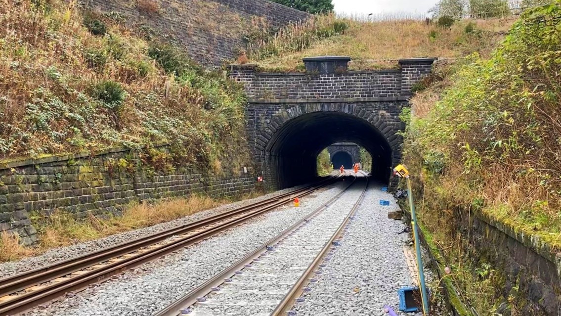 Major track upgrade complete on Calder Valley line’s Summit Tunnel: Summit Tunnel track renewal October 2021