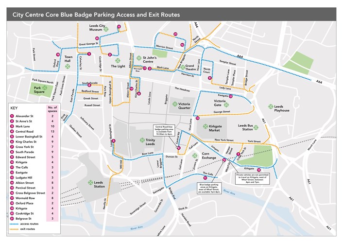 New maps help motorists navigate Leeds city centre and find disabled parking bays: New Disabled Routes Map.FINAL