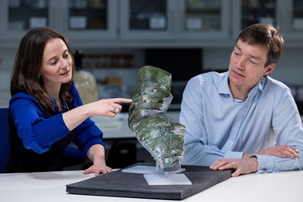 Conservator Bethan Bryan and Curator Dr Fraser Hunter with the Roman arm guard. Photo (c) Duncan McGlynn (2)