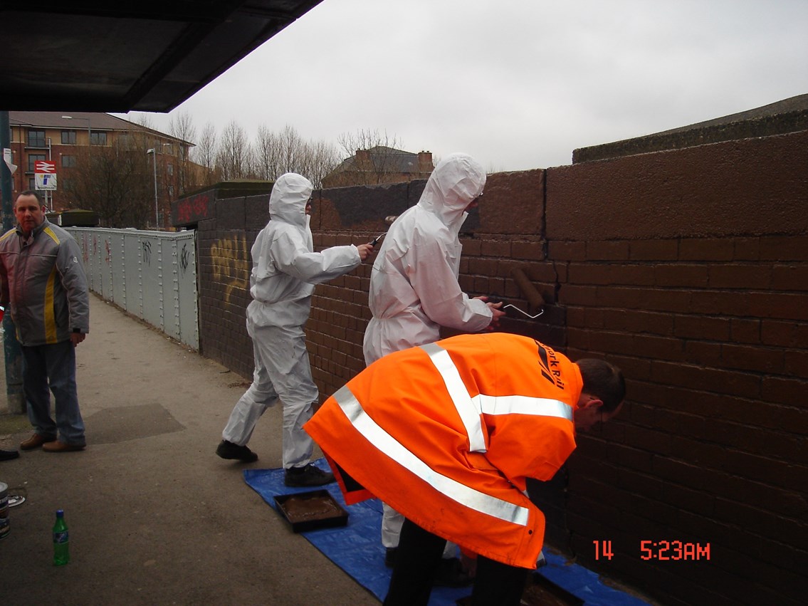 Young Offenders in Sheffield_002: completing reperation work on a bridge at Woodhouse