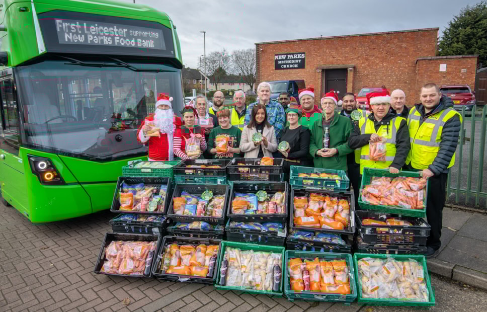 First Bus donates 125 Christmas meals to New Parks Foodbank in Leicester