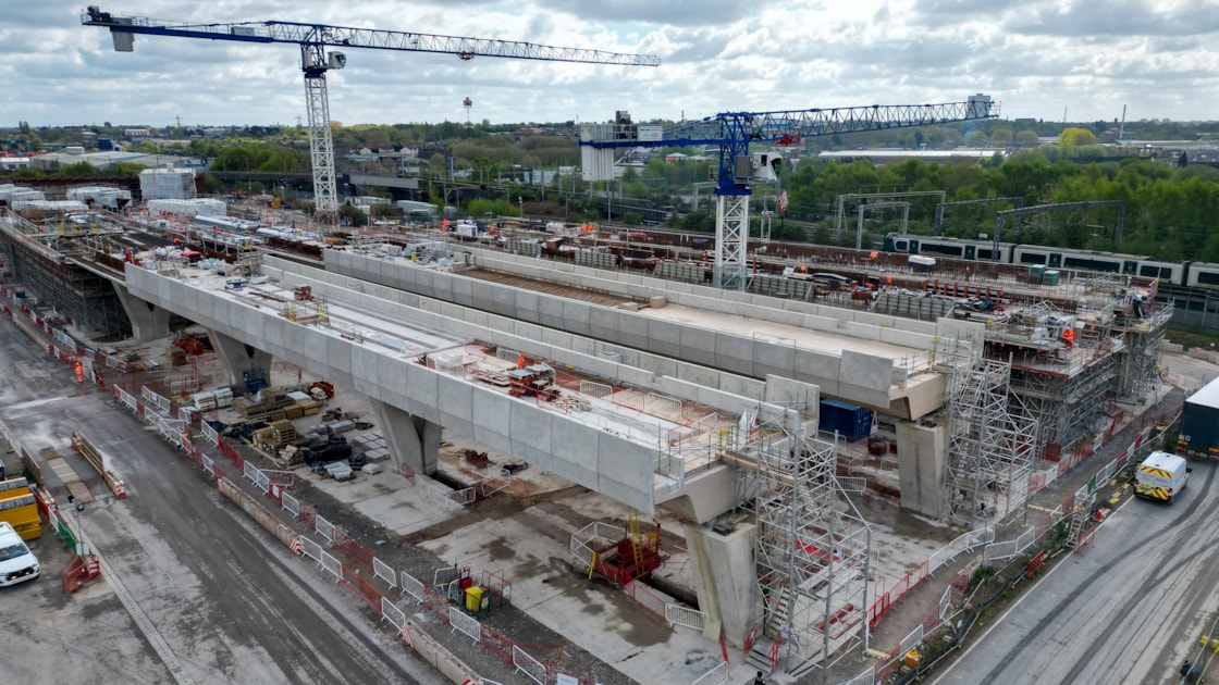 First completed sections of Curzon 3 viaduct - aerial view