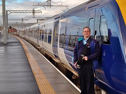Image shows Paul Wilkinson at Blackpool North station
