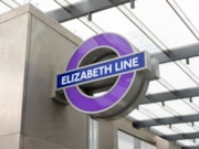 TfL Image - Elizabeth line roundel at Paddington station: TfL Image - Elizabeth line roundel at Paddington station
