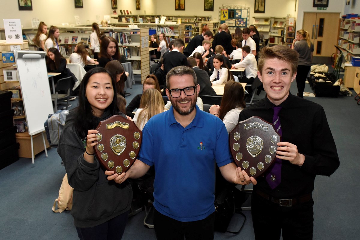 Mr Smith with Ka Yun and Ewan from the prize winning team
