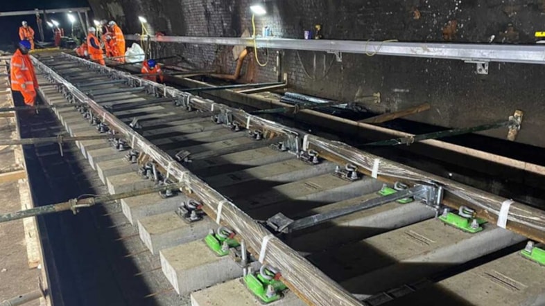 Hastings line passengers advised to plan ahead this October school half term as buses replace trains for nine days: An example of slab track, which is due to be replaced south of Tunbridge Wells