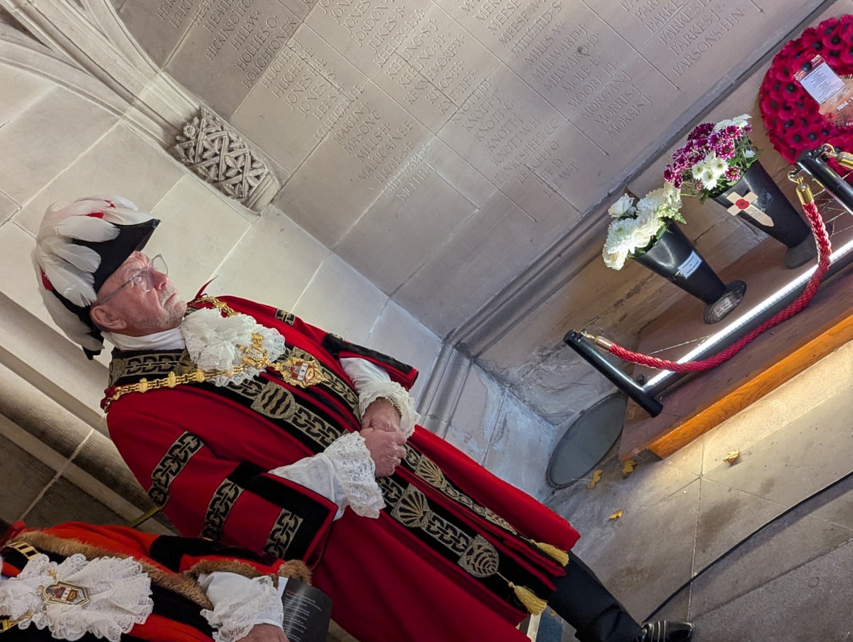 The Mayor of Dudley after laying a wreath to mark Armistice Day