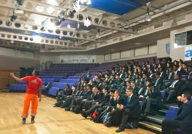 Apprentices from Network Rail's Thameslink Programme inspire young people to consider an apprenticeship on the railway: Thameslink apprentice at Walworth