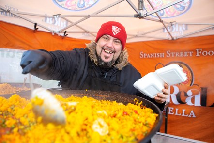 Adrian at his stall in Chapel Market, La Real Paella