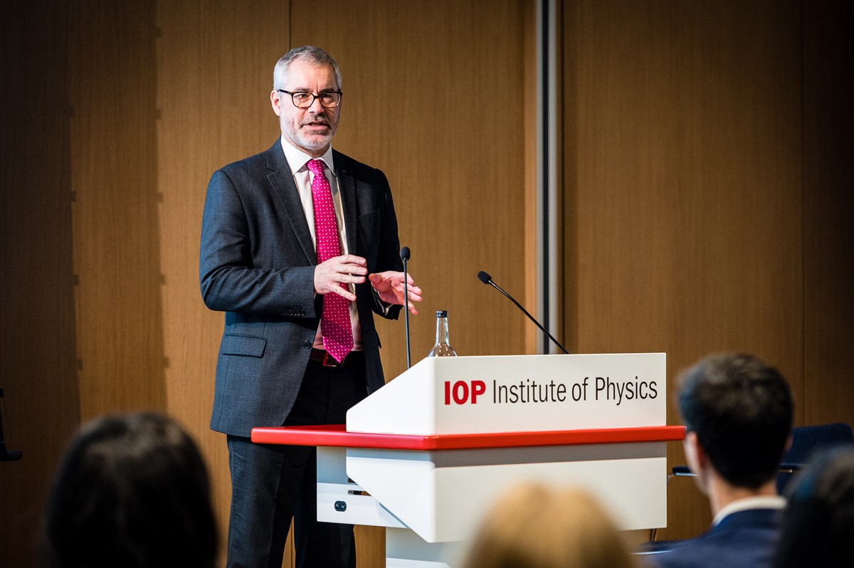 Paul Hardaker, chief executive of the Institute of Physics, speaking at the launch event