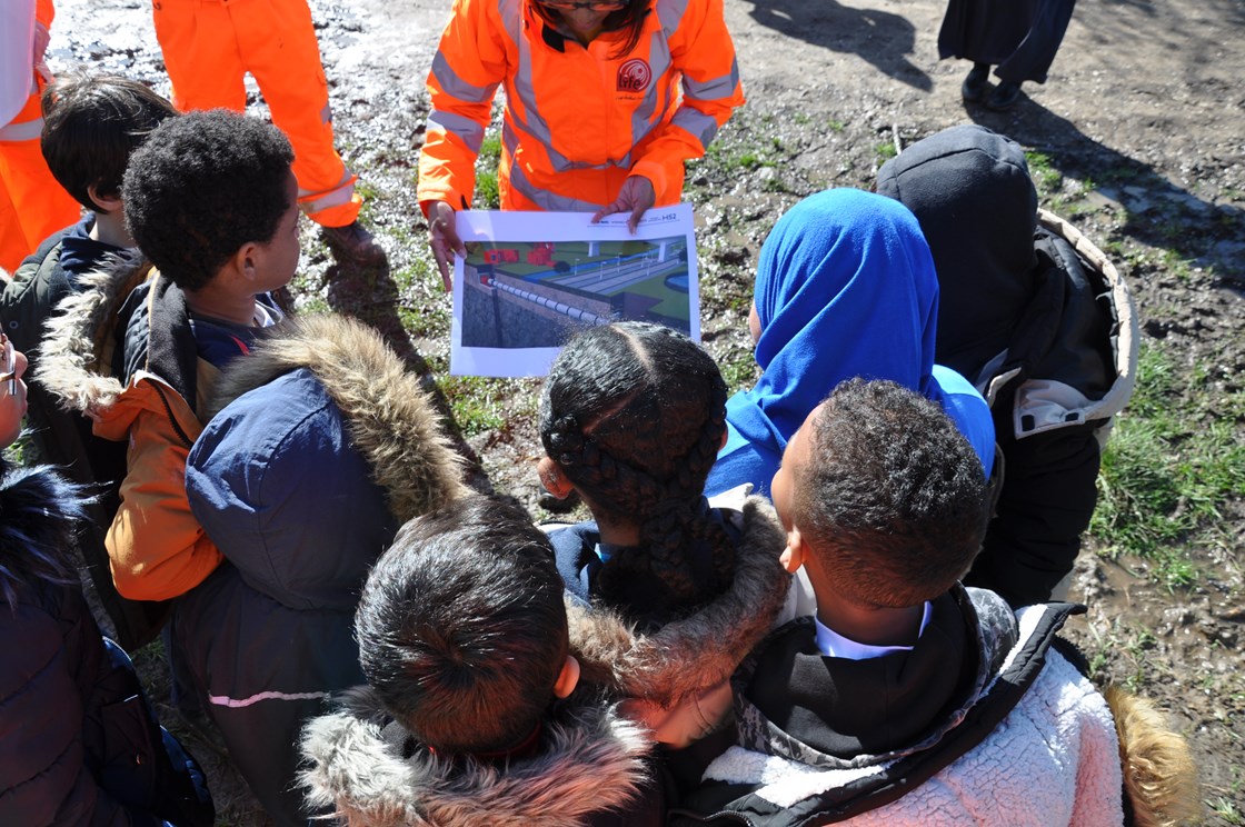 Pupils from Old Oak Primary Learning about tunneling activites for HS2 at Wormwood Scrubs: Tags: Tunneling, Community Engagement, Wormwood Scrubs, London, School. Future Engineers
