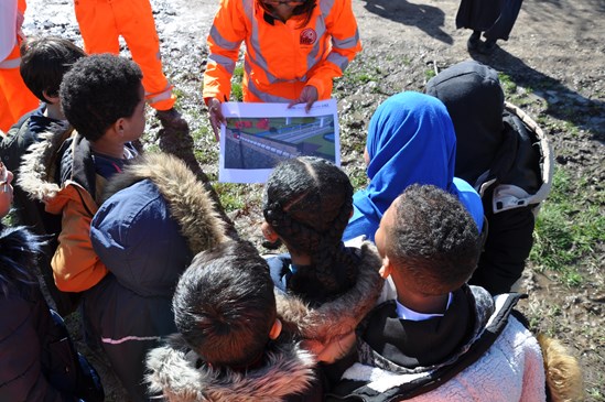 Pupils from Old Oak Primary Learning about tunneling activites for HS2 at Wormwood Scrubs: Tags: Tunneling, Community Engagement, Wormwood Scrubs, London, School. Future Engineers