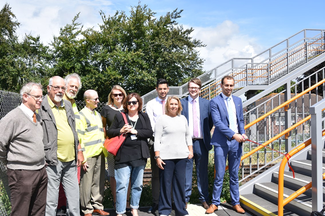Network Rail is joined by Dorset County  Council, Purbeck District Council and Wool Parish Council for the opening of the new footbridge at Wool 1