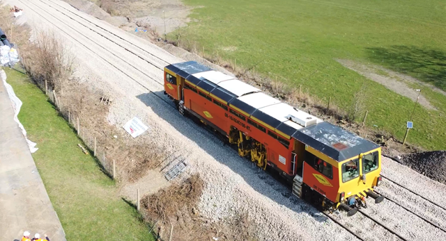 tamping train on cambrian line march 2022