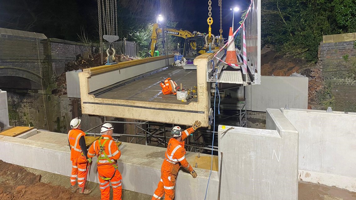 New Sutton Coldfield bridge being lifted into place Easter 2023 2