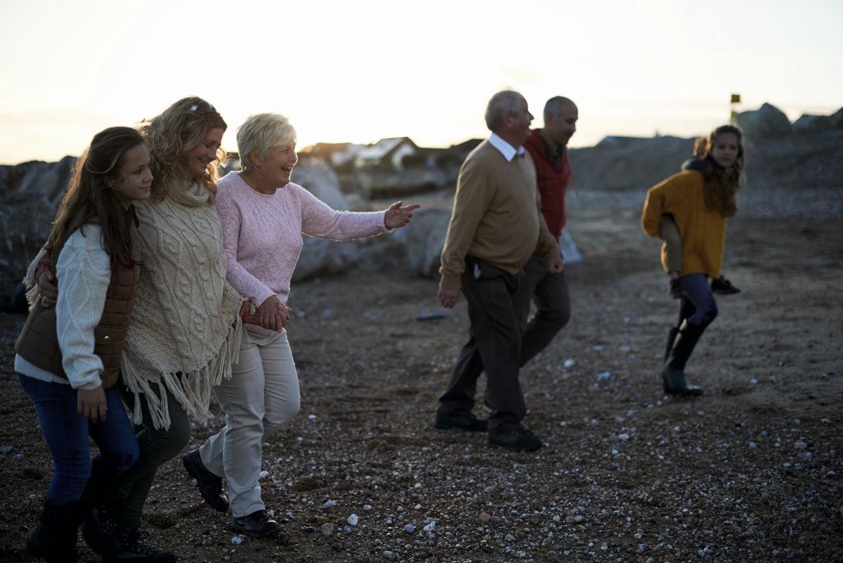 Family on beach