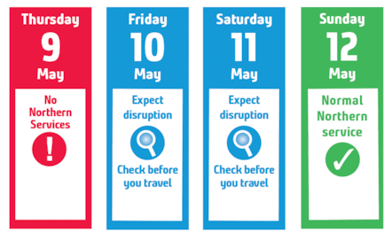 Northern - Strike Travel Advice Calendar - 9-12 May 2024