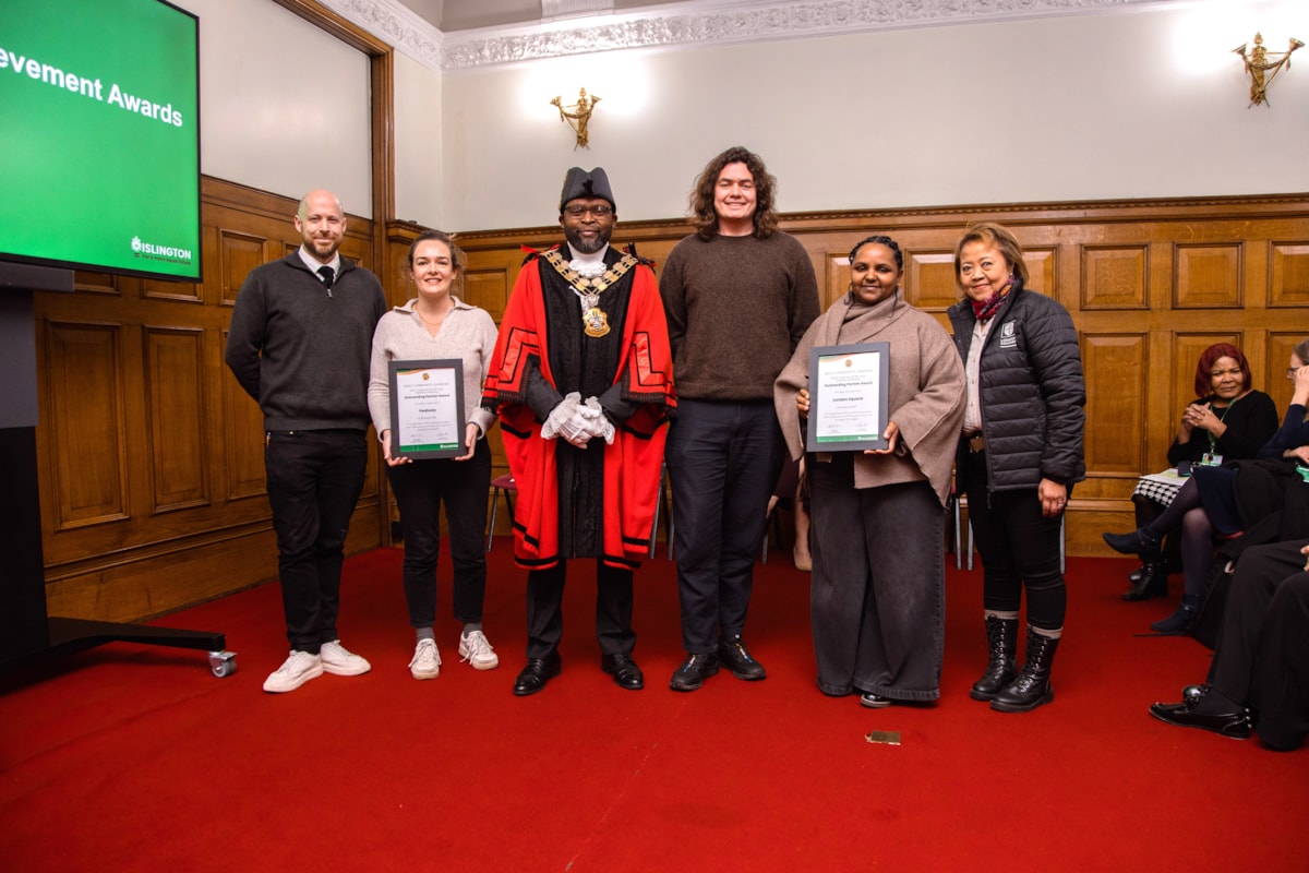 Cllr Santiago Bell-Bradford, Deputy Leader and Executive Member for Inclusive Economy, Culture & Jobs, pictured with adult learners at a celebration event (1)