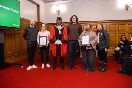 Cllr Santiago Bell-Bradford, Deputy Leader and Executive Member for Inclusive Economy, Culture & Jobs, pictured with adult learners at a celebration event (1)