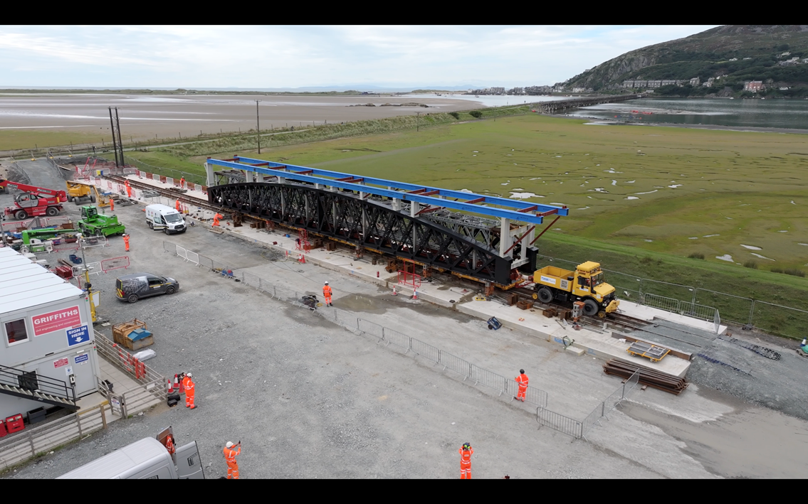 Bridge span on mock railway Barmouth