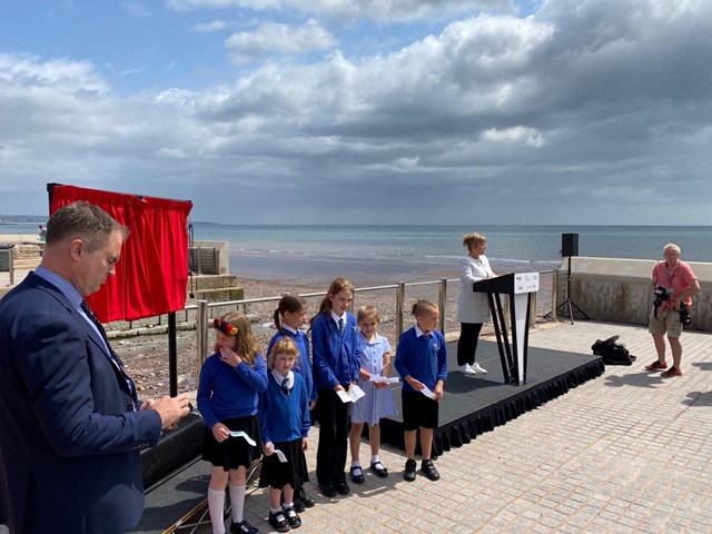 Pupils from Westcliff Primary Academy in Dawlish read poem about sea wall 03072023 : Pupils from Westcliff Primary Academy in Dawlish read poem about sea wall 03072023 