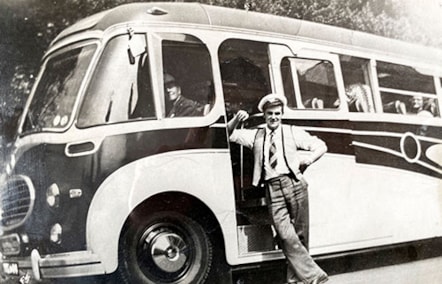 Driver and vehicle in the mid 1950s