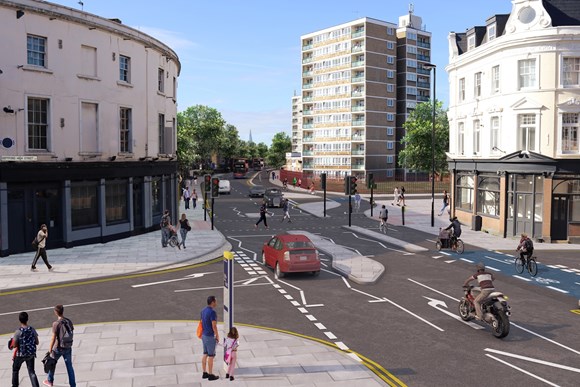 TfL Press Release - Construction work on new Cycleway reaches major milestone: TfL Image - CGI of Cycleway 4 in Deptford - copyright Transport for London