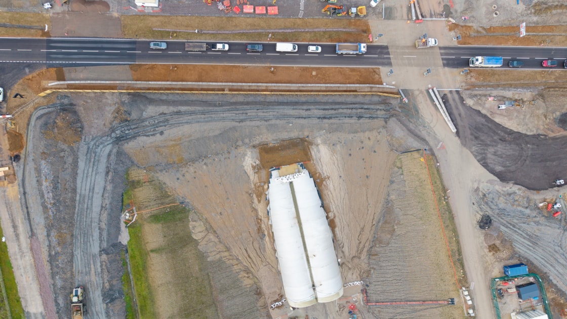 Aerial view of the Greatworth green tunnel and B4525 Dec 2025 Pic 7