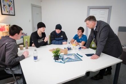 Nick Page chats with young people at SL33