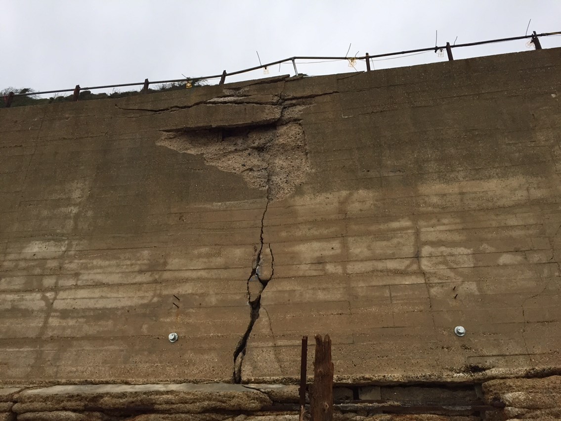 Damage to the sea wall at Dover, Kent Picture 1