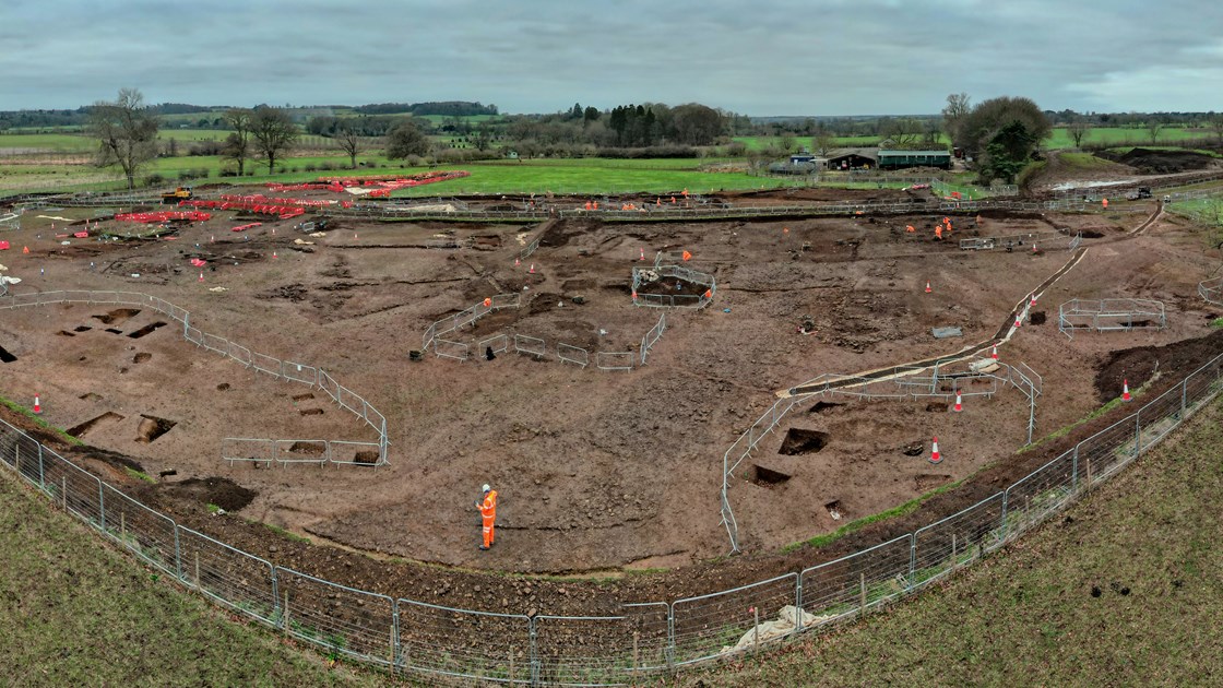 Roman road, Archaeological excavation of Roman trading settlement, Blackgrounds, South Northamptonshire-11: Image showing 10m wide Roman road uncovered during the archaeological excavation of a wealthy Roman trading settlement, known as Blackgrounds, in South Northamptonshire. 

Tags: Archaeology, Roman, Northamptonshire, Phase One, History, Heritage