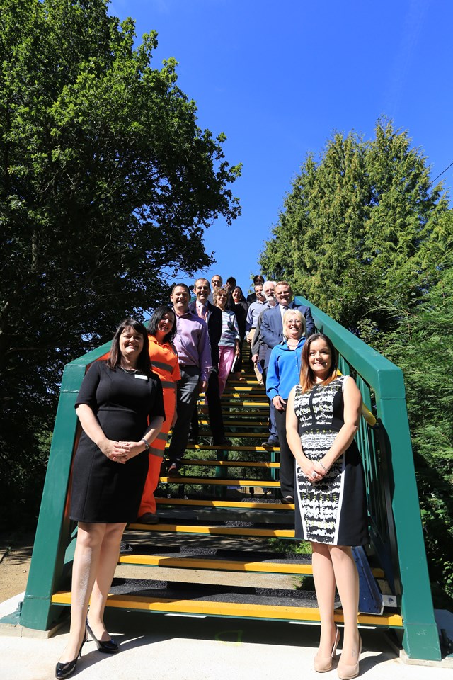 Network Rail, Dyer and Butler, Petersfield Gold Club and Liss Parish Council representatives on the new Stodham bridge