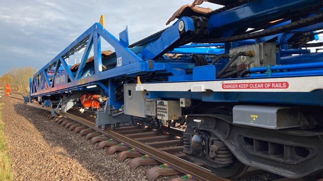 Weymouth to Yeovil - New Track Construction train in action at Chetnole: Weymouth to Yeovil - New Track Construction train in action in Chetnole