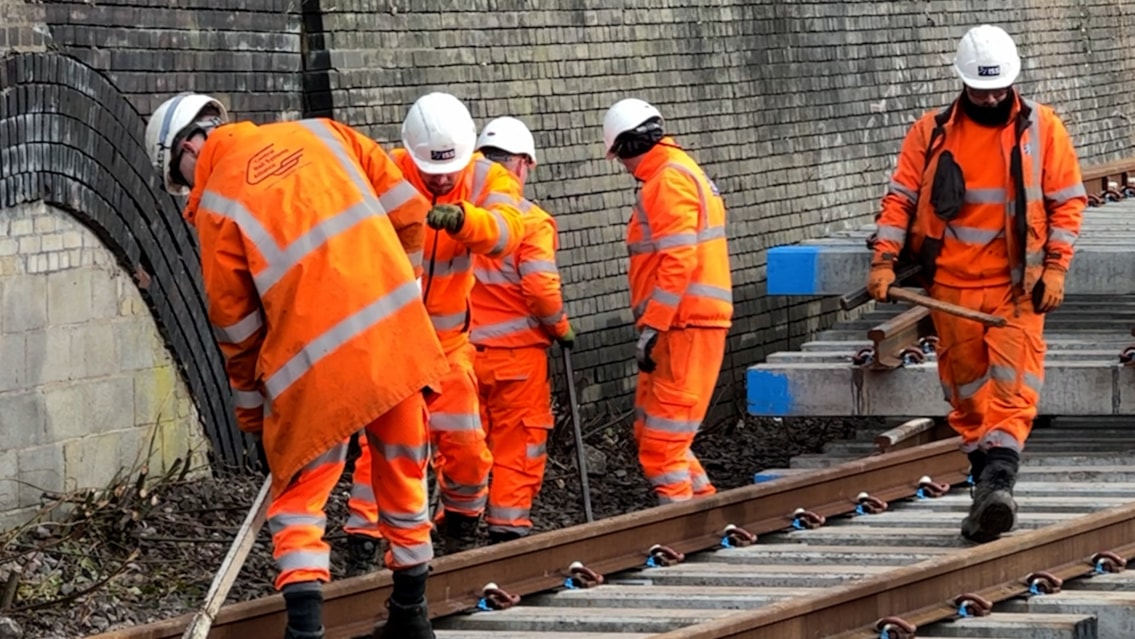 Improvements for West Wales passengers as rail upgrades take place between Whitland and Pembroke Dock: Track workers preparing panels before Ardwick Junction renewal