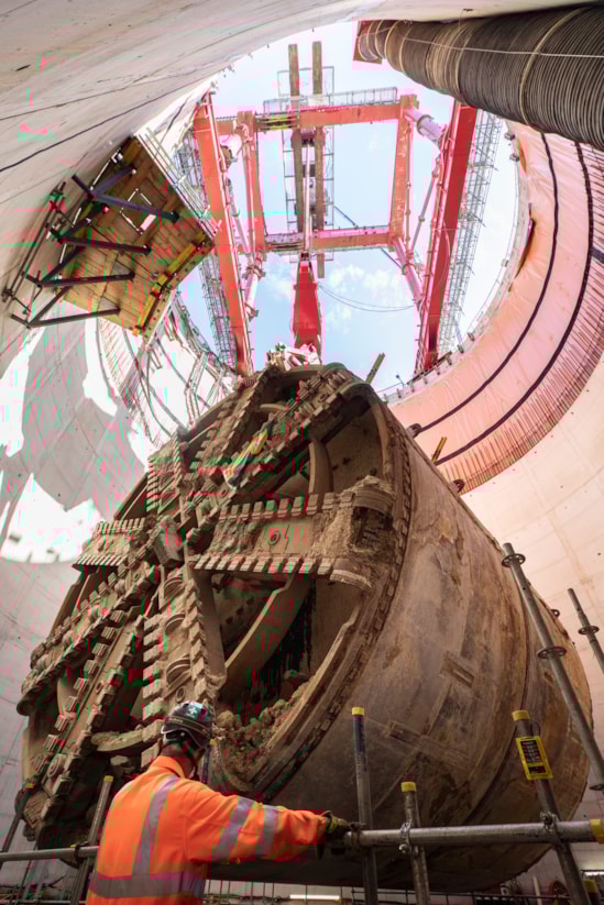 TBM Anne lifted at Green Park Way tunnel shaft 24th August 2025