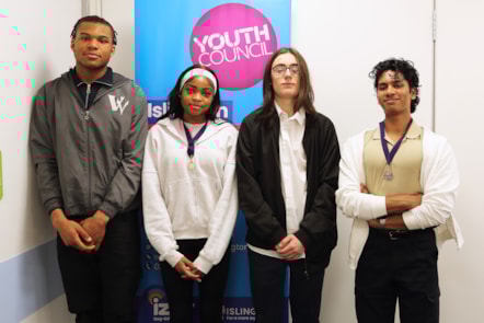 Islington Youth Council's new top team (from left) D'Eric Koy, Claris Lawrence, Harry Husband and Zackariya Yahya
