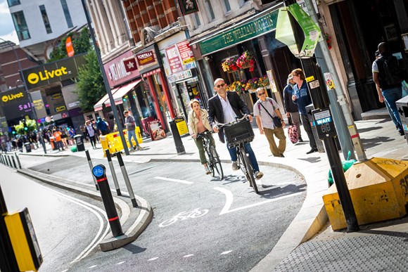 TfL Press Release - TfL completes work to transform Hammersmith gyratory for walking and cycling: TfL Image - New cycle lanes on Hammersmith gyratory