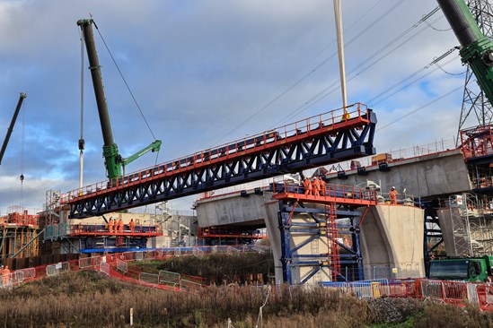 42 metre truss beam being moved from the first viaduct deck-2
