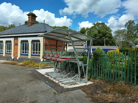 This image shows new cycle parking at Poyton ready for use