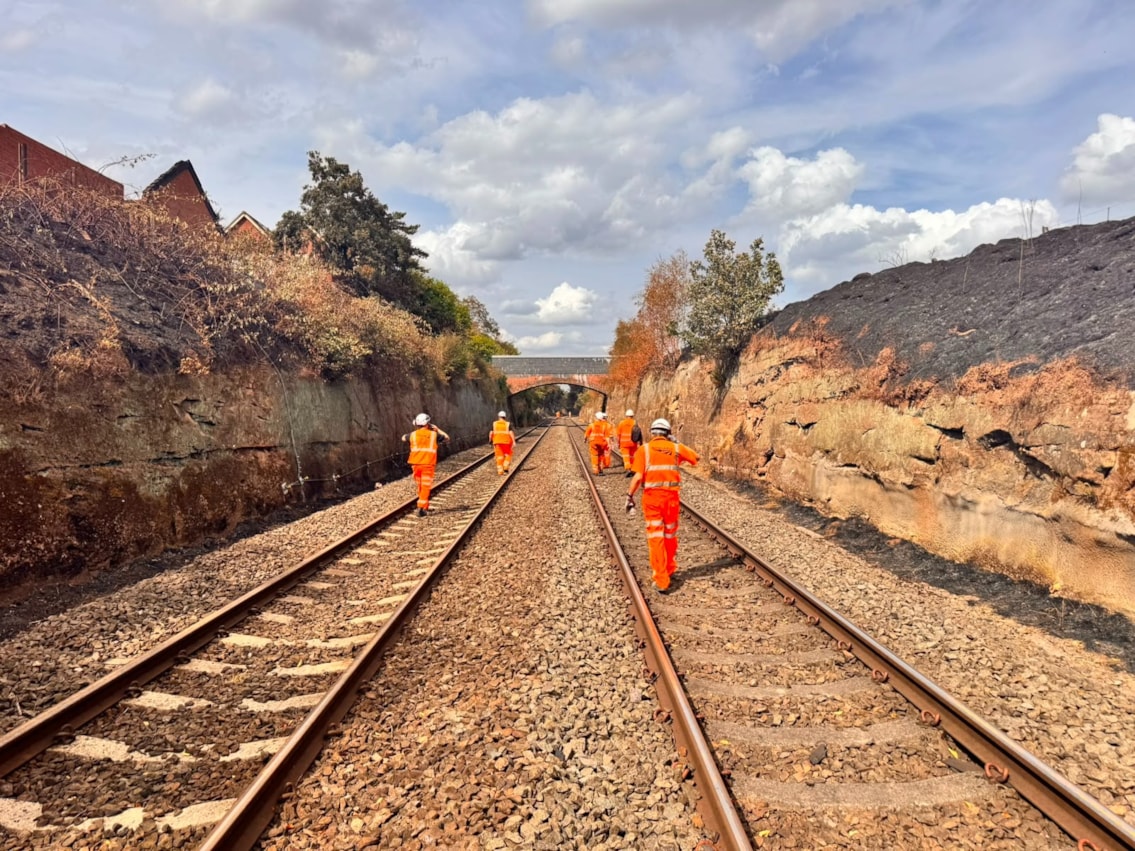 Network Rail teams assessing Stourbridge fire damage